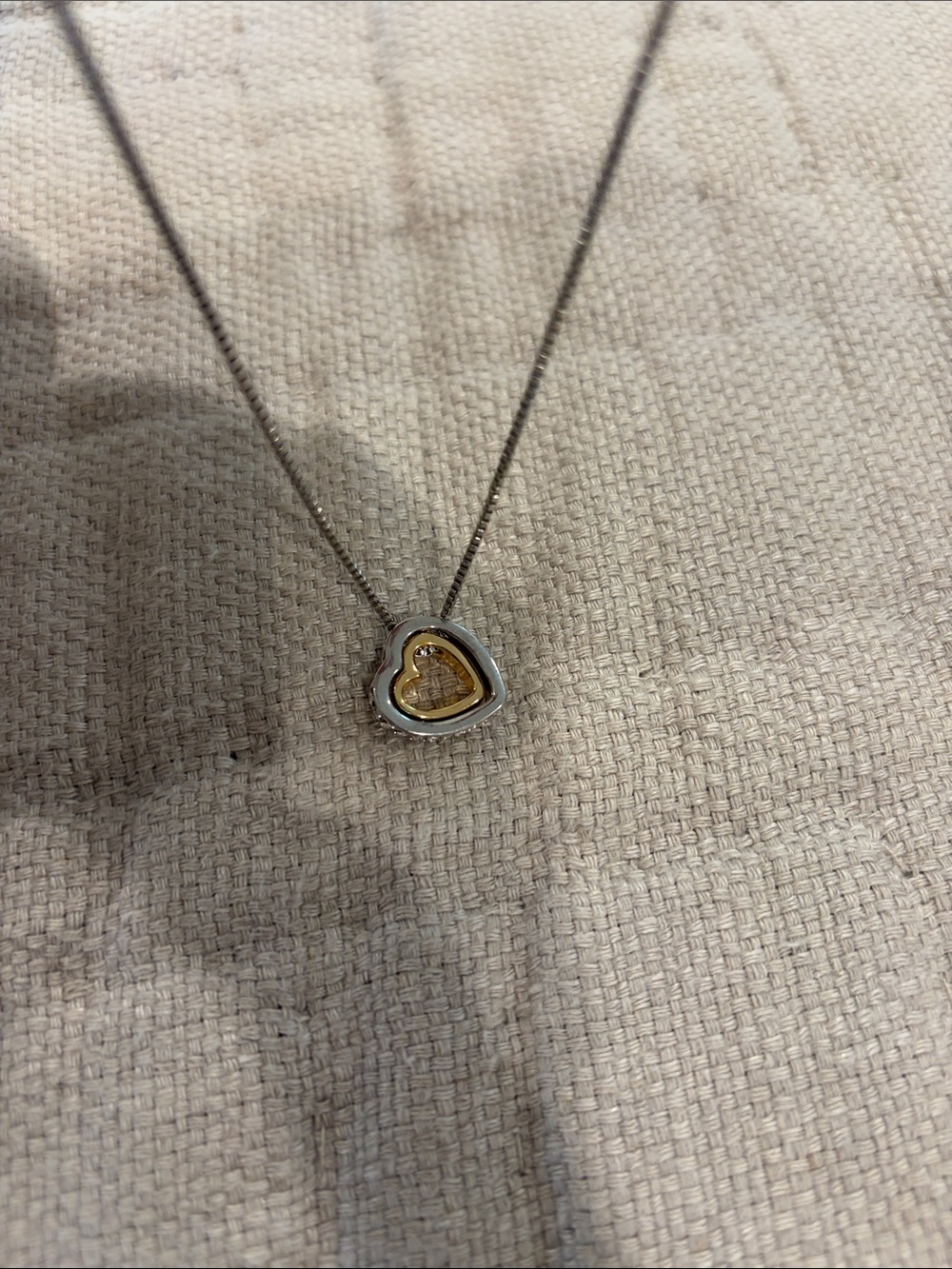 Double Heart Pendant Necklace with Gold-Tone Center